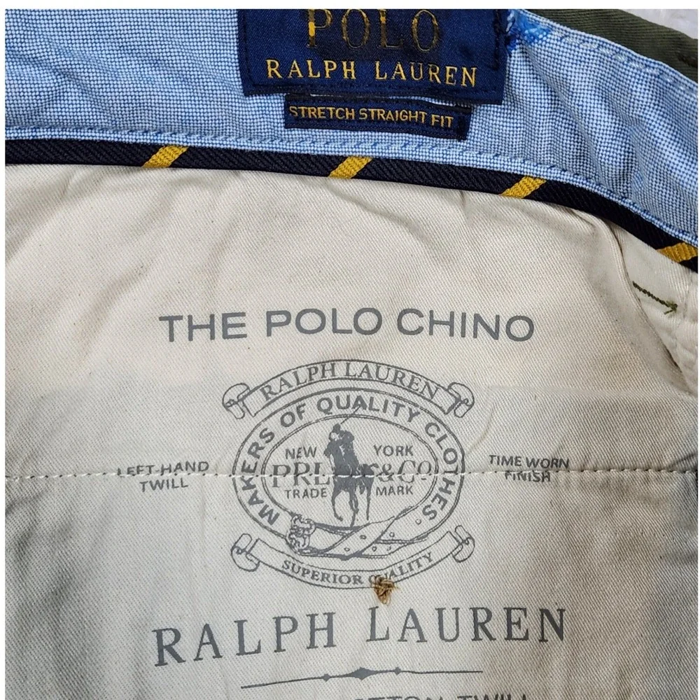 Polo Ralph Lauren Men's Stretch Chino Straight Fit‎ Pants Olive Green 32x34 New